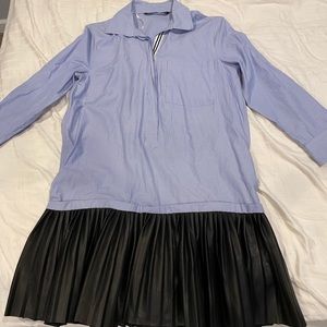 Zara blue dress. Black Leather skirt at the bottom